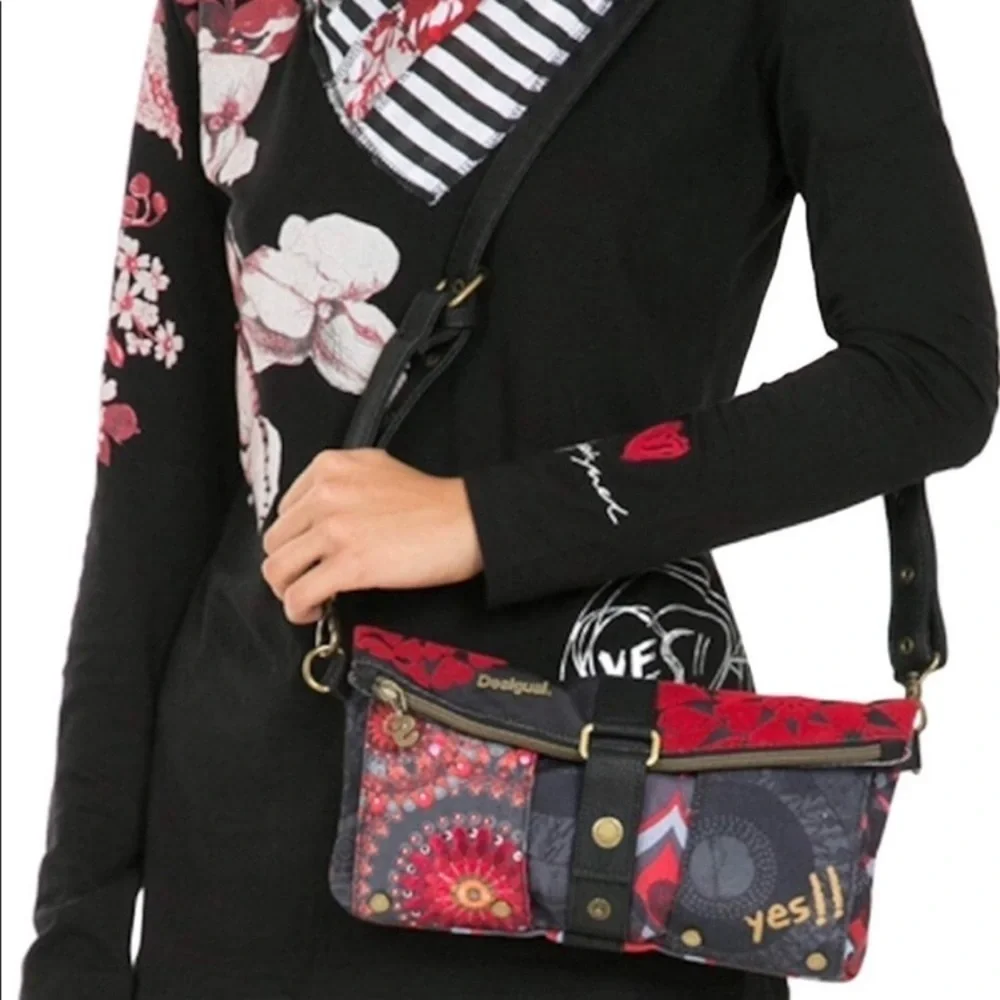 Desigual Multicolor Crossbody Bag with Red and Black Accents